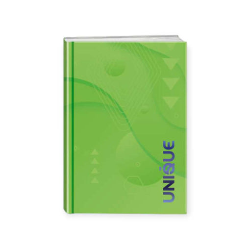 Picture of A5 UNIQUE LINED GLUED HARD COVER NOTEBOOK 100PGS GREEN